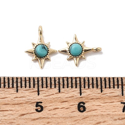 Synthetic Turquoise Star Charms with Brass Settings KK-A277-05G-1