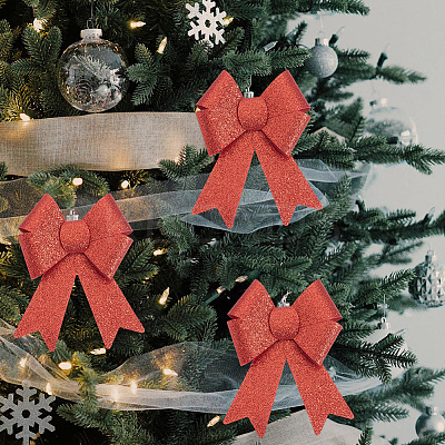Christmas PVC Glitter Bowknot AJEW-SP0003-72A-01-1