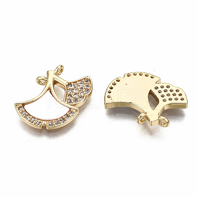 Brass Micro Pave Clear Cubic Zirconia Links Connectors KK-T056-102G-NF-1