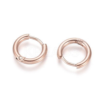 Ion Plating(IP) 304 Stainless Steel Huggie Hoop Earrings EJEW-F111A-13mm-RG-1