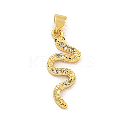 Snake Rack Plating Brass Micro Pave Cubic Zirconia Pendants KK-G513-04G-1