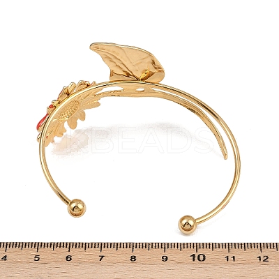 304 Stainless Steel Enamel Cuff Bangles for Women BJEW-A049-02B-G-1