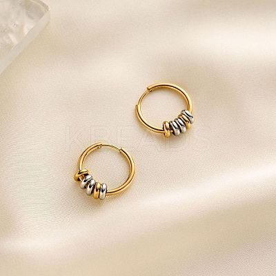 Two Tone 304 Stainless Steel Hoop Earrings WGB54D4-01-1