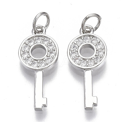 Brass Micro Pave Clear Cubic Zirconia Pendants KK-N227-16P-NF-1