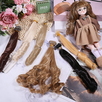 6Pcs 6 Colors High Temperature Fiber Long Wavy Roman Hairstyle Doll Wig Hair DIY-GL0005-61-1