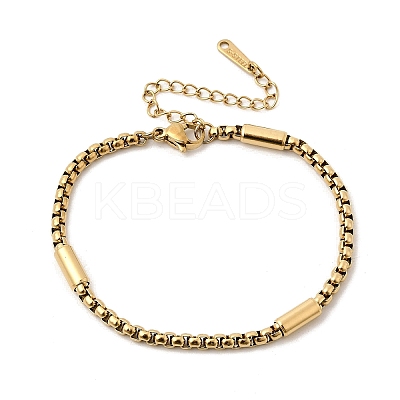 304 Stainless Steel Box Bracelets for Women BJEW-D407-03G-1