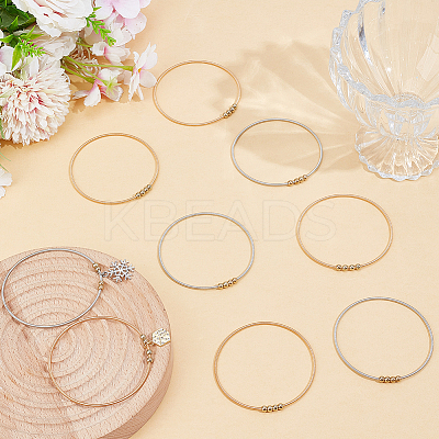 16Pcs 2 Colors Stainless Steel Satellite Chains Stretch Bracelet for Women BJEW-SP0001-18-1