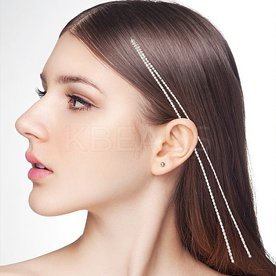 10Pcs Rhinestone Snap Hair Clips Tassel Hair Extension Chain OHAR-CA0001-06-1