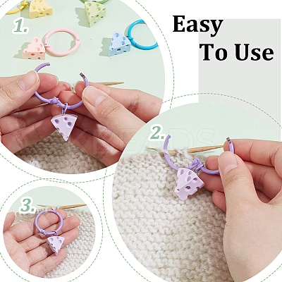 10Pcs 5 Colors Resin Cheese Pendant Locking Stitch Markers HJEW-AB00679-1