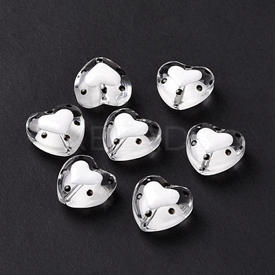 Glass Heart Beads GLAA-D005-01H-1