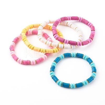 Handmade Polymer Clay Heishi Beaded Stretch Bracelets BJEW-JB06138-1