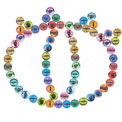 200Pcs Half Round/Dome Dragon Eye Printed Glass Cabochons GGLA-SC0001-55-1