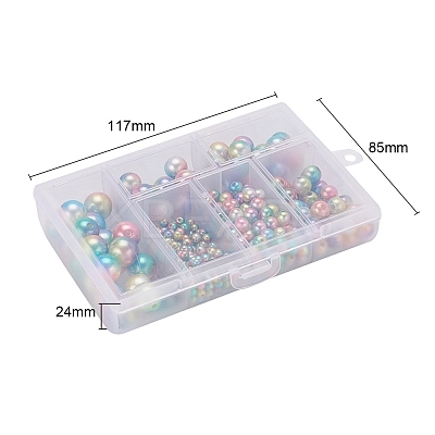 497Pcs 5 Style Rainbow ABS Plastic Imitation Pearl Beads OACR-YW0001-07B-1