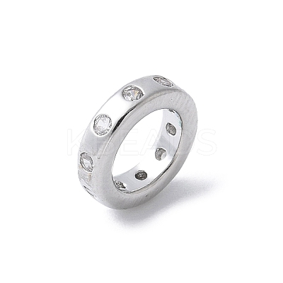 Brass Micro Pave Cubic Zirconia European Beads KK-K399-14P-01-1