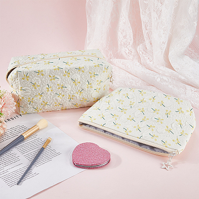 2Pcs 2 Styles Portable Travel Polyester Cosmetic Zipper Storage Clutch Bags ABAG-CY0001-01D-1