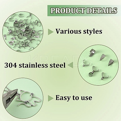 60Pcs 6 Styles 304 Stainless Steel Snap on Bails STAS-YW0002-83-1