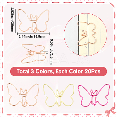 60Pcs 3 Colors Iron Paper Clips AJEW-SP0003-03-1