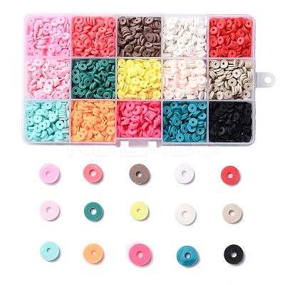 150G 15 Colors Handmade Polymer Clay Beads CLAY-JP0001-12-6mm-1