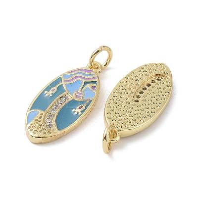 Real 18K Gold Plated Brass Micro Pave Cubic Zirconia Pendants KK-L209-066G-01-1