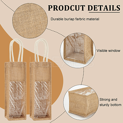 1-Sot Rectangle Linen Wine Storage Bags with Handle ABAG-WH0046-28A-1