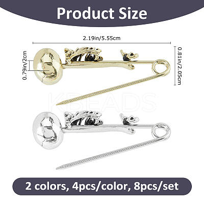 8Pcs 2 Colors Skeleton Halloween Zinc Alloy Brooch JEWB-FH0002-36-1