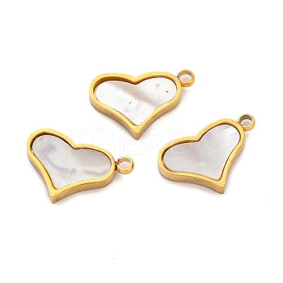 Ion Plating(IP) 304 Stainless Steel Pave Natural Shell Charms STAS-Z100-01G-03-1