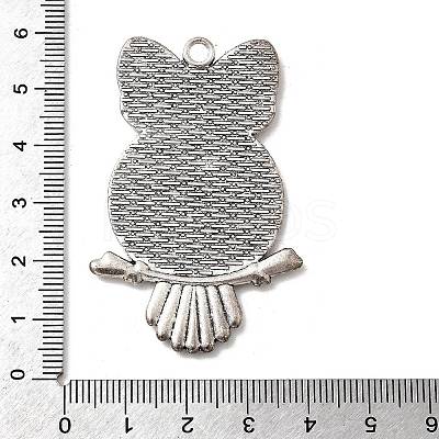 Owl Tibetan Style Alloy Big Pendant Rhinestone & Cabochon Settings TIBE-S297-07AS-LF-1