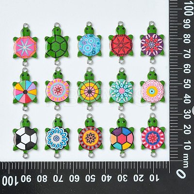 60Pcs 15 Styles Alloy Enamel Connector Charms ENAM-CJ0004-40-1