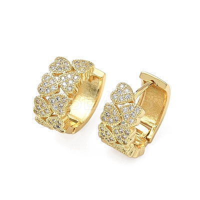 Heart Brass Micro Pave Cubic Zirconia Hoop Earrings EJEW-A132-10G-02-1