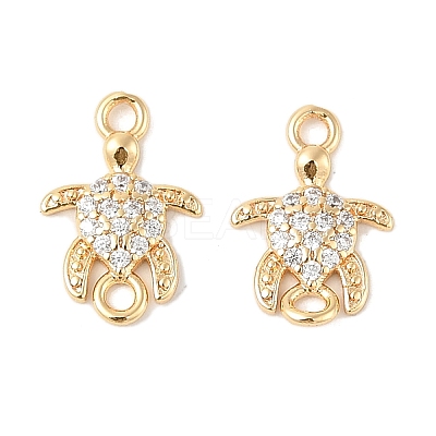 Brass Micro Pave Cubic Zirconia Connector Charms KK-R219-06G-1
