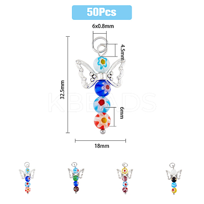 50Pcs Handmade Millefiori Glass Pendants FIND-DC0002-64-1