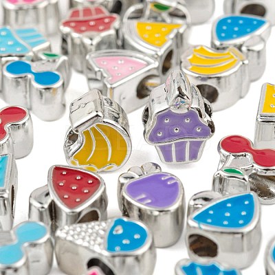 80Pcs 8 Style Food Series UV Plating Acrylic European Beads OACR-LS0001-08-1