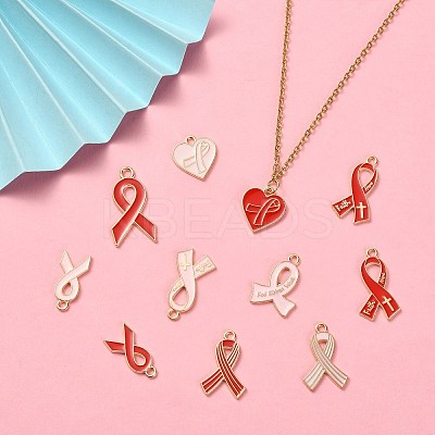 60Pcs 12 Styles Light Gold Tone Zinc Alloy Enamel Pendants ENAM-CJ0003-59-1