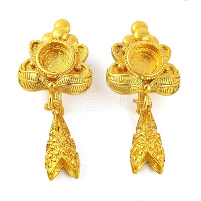 Flower Brass Earring Hooks with Round Tray KK-G502-22G-1
