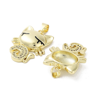 Cat Rack Plating Brass Micro Pave Cubic Zirconia Pendants KK-E102-32G-1