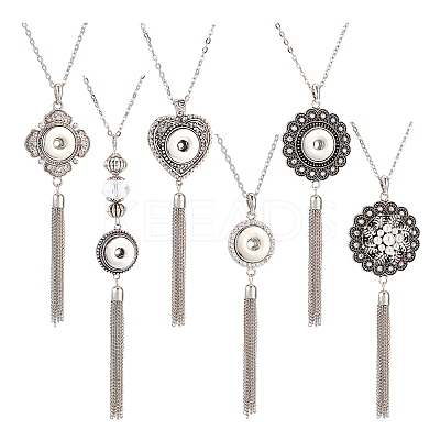 5Pcs 5 Style Interchangeable Alloy Snap Button Necklace Making FIND-NB0003-50-1
