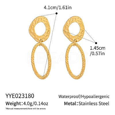 French Retro Oval 304 Stainless Steel Stud Earrings HR9760-1