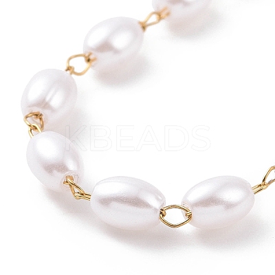 Rice Plastic Imitation Pearl Beaded Bracelets BJEW-E054-05G-1