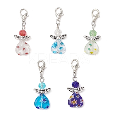 Electroplate Glass & Handmade Millefiori Lampwork Pendants Decorations HJEW-JM03600-01-1