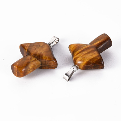 Natural Tiger Eye Pendants X-G-R480-02F-1