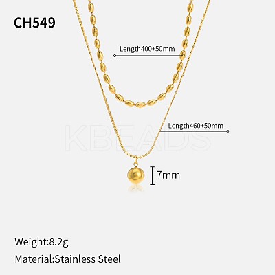 304 Stainless Steel Double Layer Necklaces FS-WG7985A-15-1