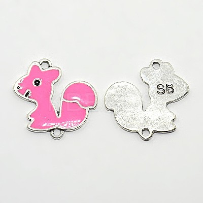 Antique Silver Tone Squirrel with Word SB Alloy Enamel Links connectors LS-ENAM-N038-07B-1