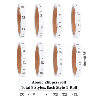 AHADEMAKER 8 Rolls 8 Style Clothing Size Labels DIY-GA0003-49-1