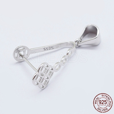Anti-Tarnish Rhodium Plated 925 Sterling Silver Micro Pave Cubic Zirconia Pendant Bails STER-E054-13P-1