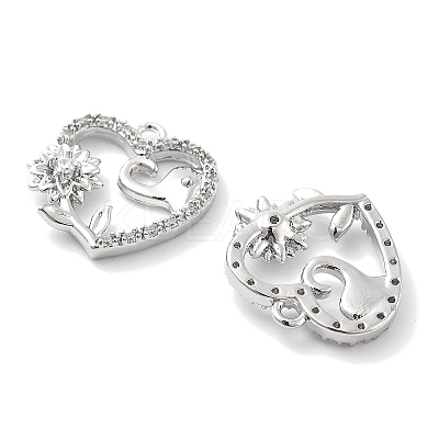 Brass Micro Pave Clear Cubic Zirconia Pendants KK-M102-34P-1
