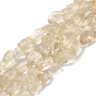 Raw Rough Natural Lemon Quartz(Heated) Beads Strands G-I283-G10-02-1