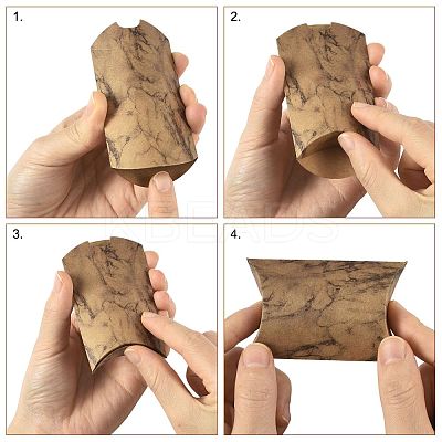 30Pcs 2 Styles Marble Printed Paper Pillow Gift Boxes CON-FS0001-21A-1