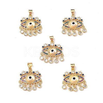 Lampwork Evil Eye Pendants with Colorful Cubic Zirconia ZIRC-L102-13G-02-1