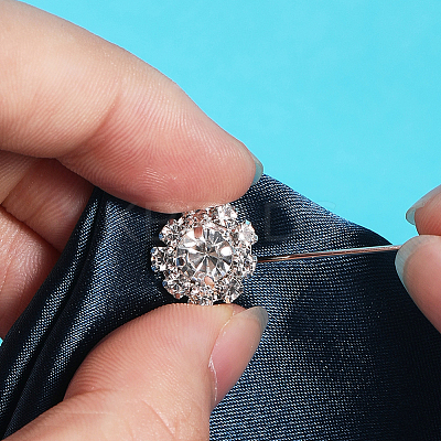 10Pcs Alloy Rhinestone Shank Button for Garment Accessories BUTT-GF0001-29-1