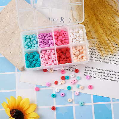 400Pcs 8 Colors Handmade Polymer Clay Beads CLAY-PJ0001-01-1